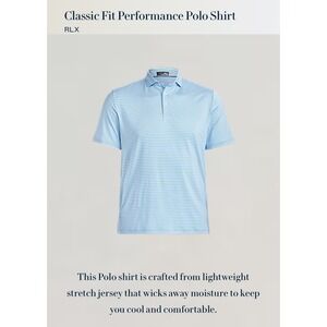 RLX Ralph Lauren Polo Shirt Mens XXL Blue Classic Fit Striped Golf Performance